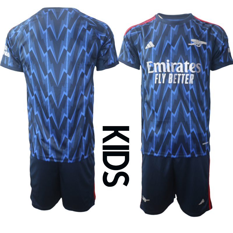Youth 2025-2026 Club Arsenal away Blue Blank Soccer Jersey